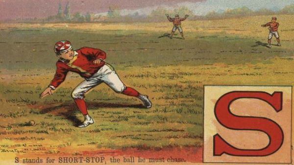 S stands for SHORT-STOP, the ball he must chase