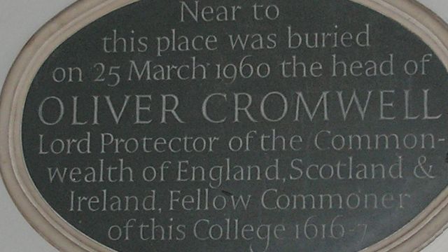 Plaque Commerating The Burial Of Oliver Cromwell's Head