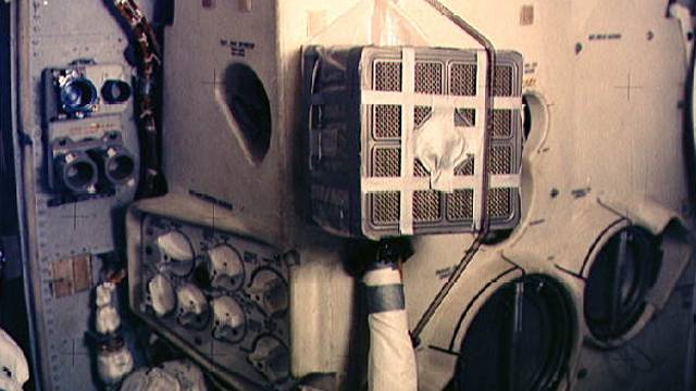 Interior Of Apollo 13 Showing The Improvised Carbon Dioxide Scrubber