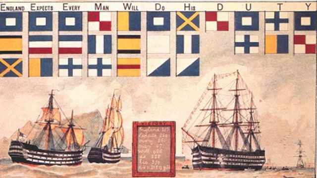 Flags Spelling Out 'England Expects That Every Man Will Do His Duty'