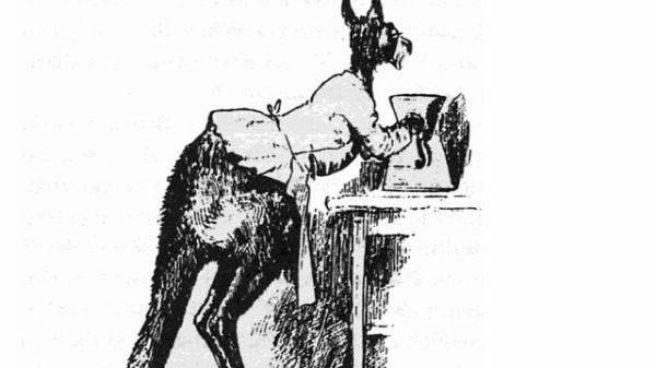 A Kangaroo working a coffee-mill