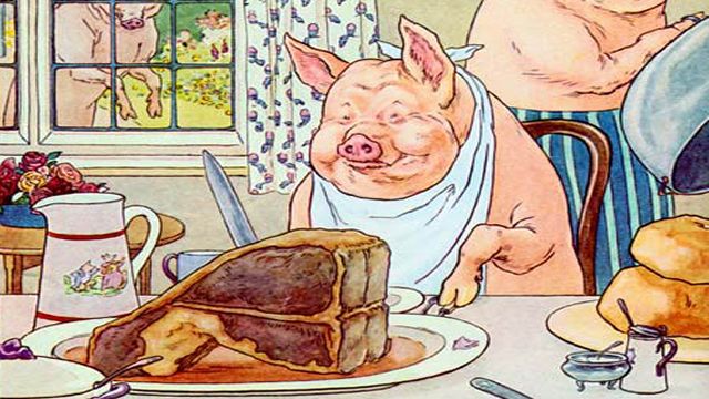 Pig Eating The Wolf Illustrated By L. Leslie Brooke