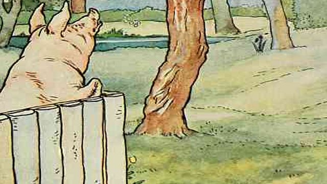 Pig Looking Over His Garden Fence Illustrated By L. Leslie Brooke