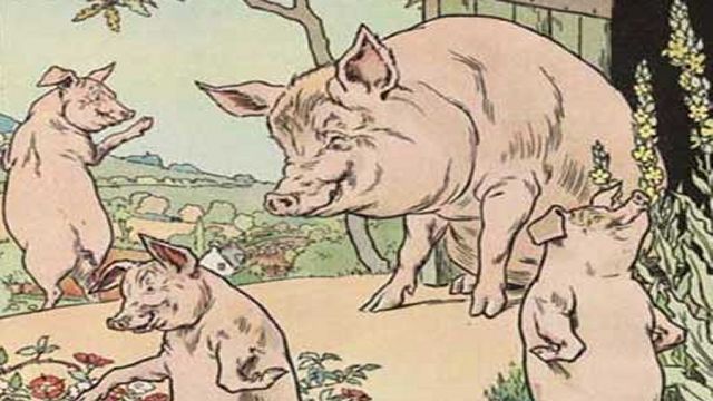 Pigs Saying Goodbye To Their Mother Illustrated By L. Leslie Brooke